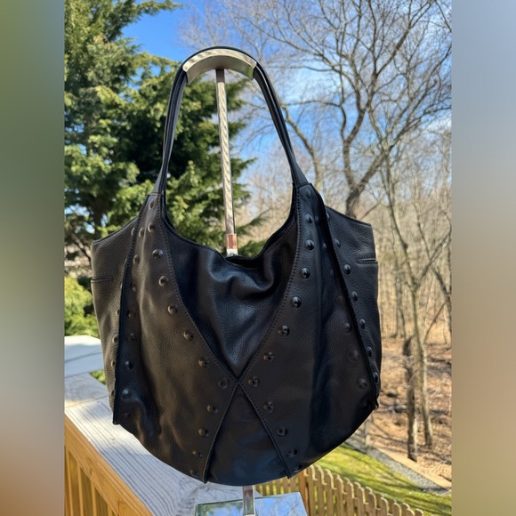 HAMMITT Scott Black Pebbled Leather Studded Tote Shoulder Bag - Picture 5 of 11